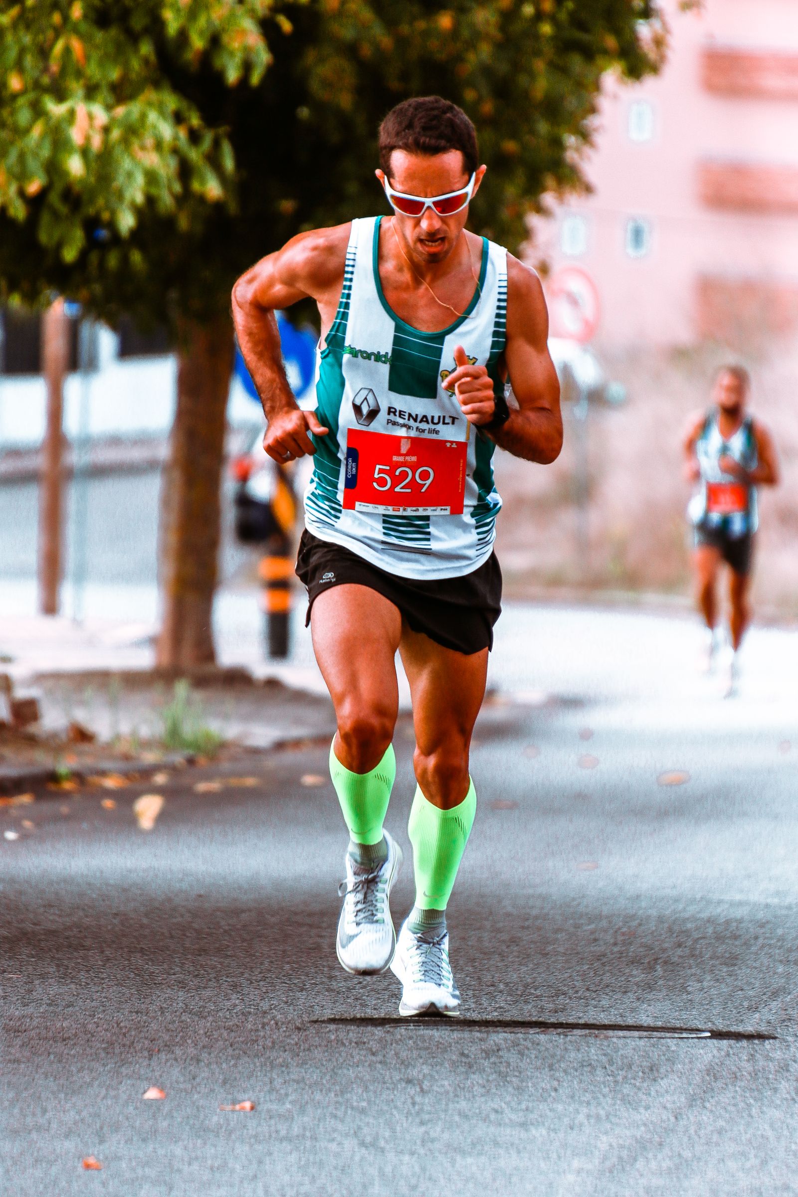 Runner competing on a road race